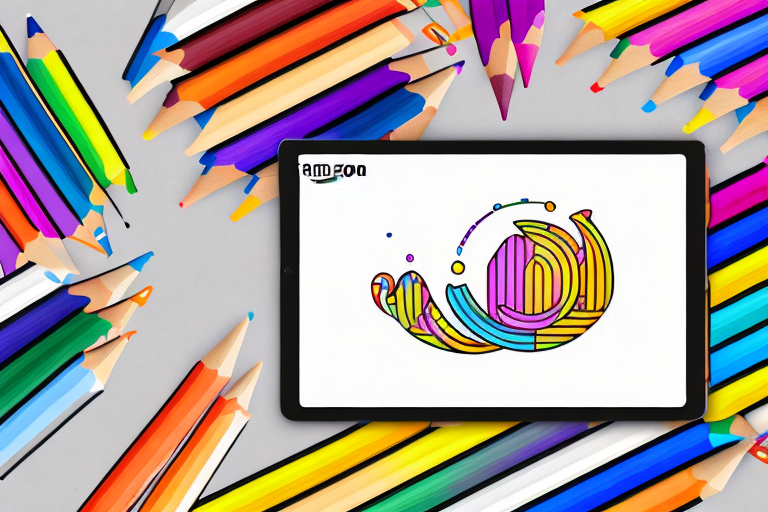 A stack of colorful coloring books next to an amazon kdp icon