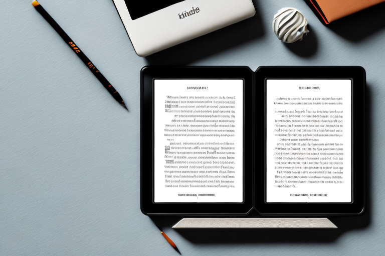 A kindle e-reader displaying a book cover