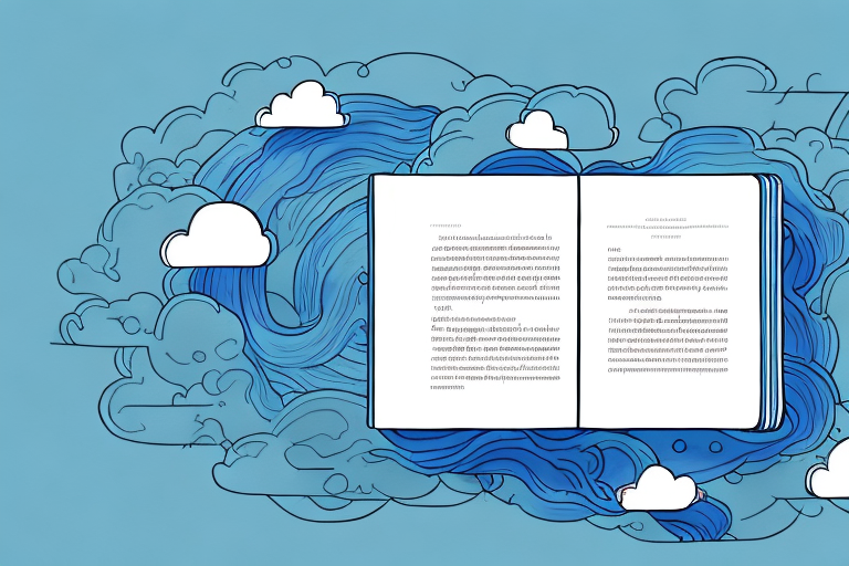 A book being uploaded into a cloud