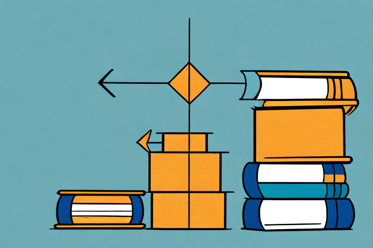 A stack of various books next to a box labeled with an amazon symbol