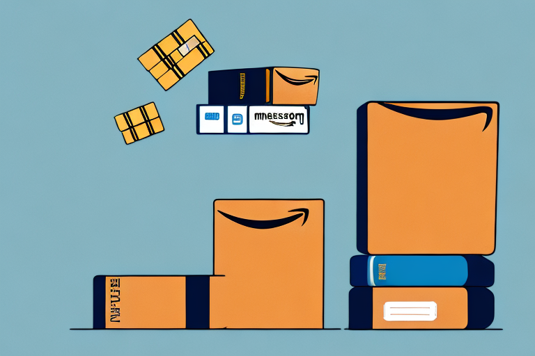 A stack of various types of books next to a stylized amazon delivery box