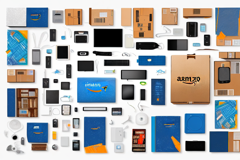 An amazon box filled with various items like electronics