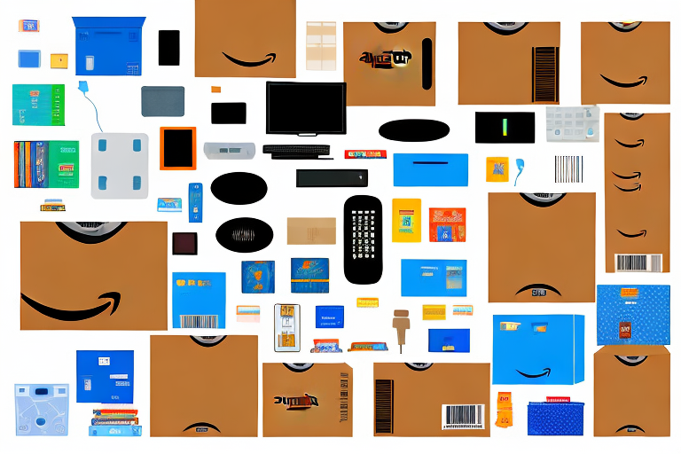 An amazon shipping box filled with various items like electronics