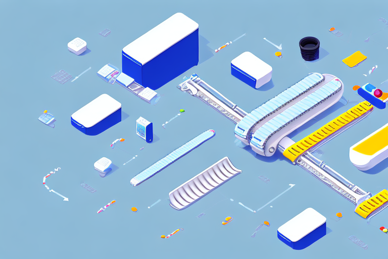 A streamlined conveyor belt system with various items being processed