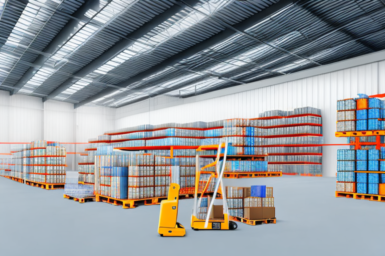 A modern warehouse filled with neatly organized packages ready for shipment