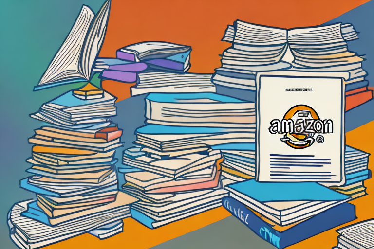 A pile of various books next to a stylised