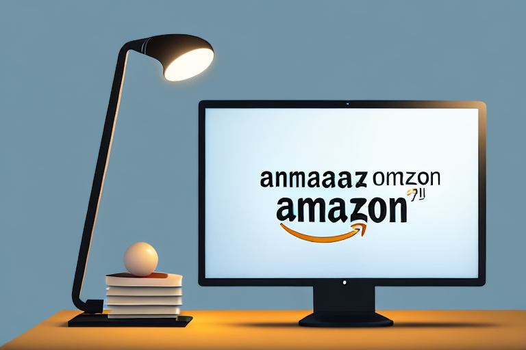 A stack of various books next to a stylized computer displaying an amazon marketplace screen