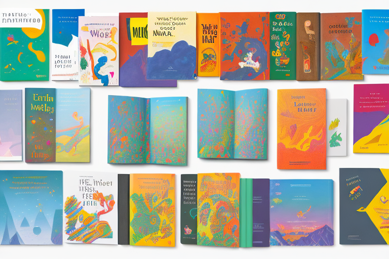 A vibrant stack of various children's books next to a simplified