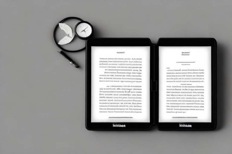 A kindle e-reader displaying a book cover