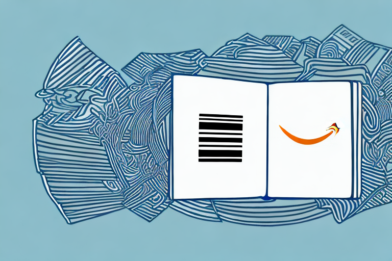 A book being placed into a stylized amazon box