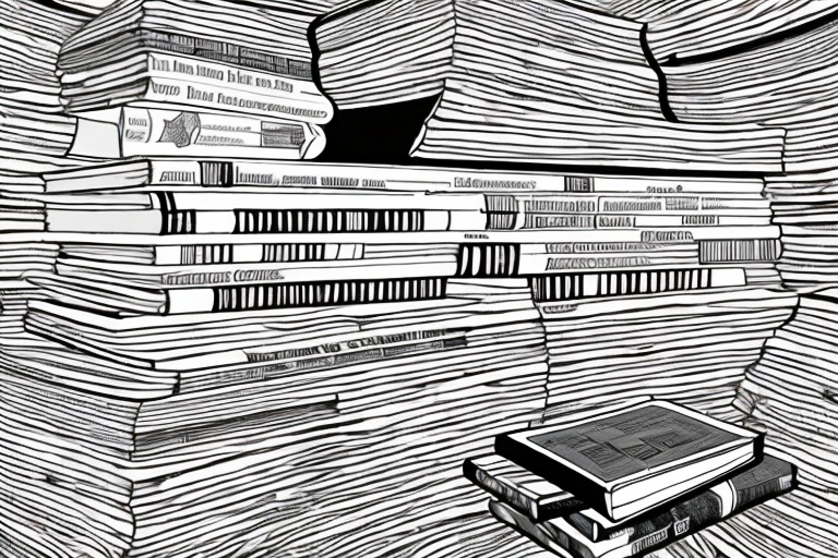 A stack of various used books with a barcode on each