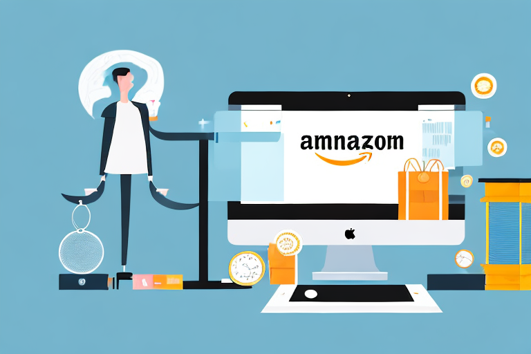 A computer screen displaying an amazon marketplace page with various products