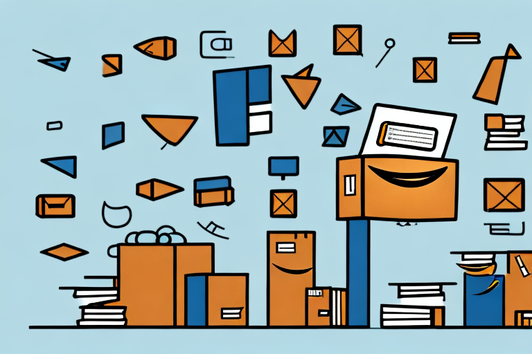 A pile of various books with an arrow pointing towards an amazon box