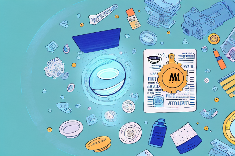 An amazon arbitrage scanner as a magnifying glass hovering over a sea of various products