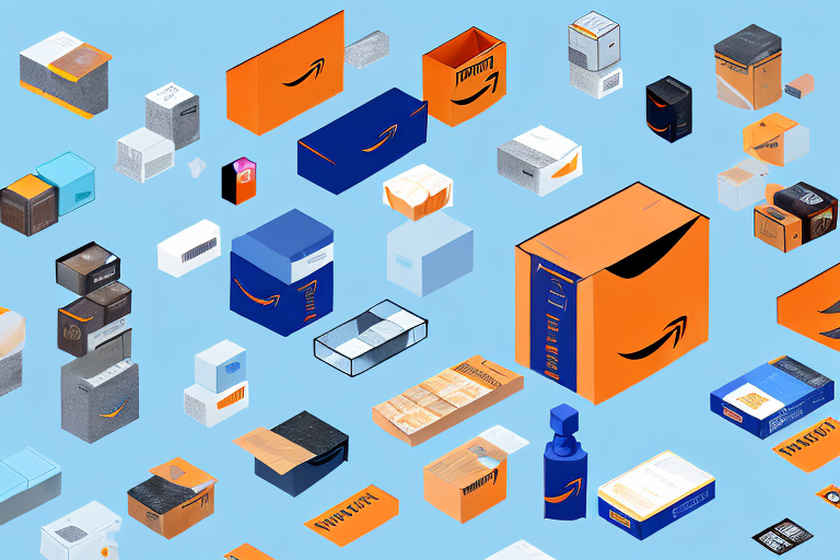 A variety of products being lifted from a physical store shelf and transferred into an amazon box