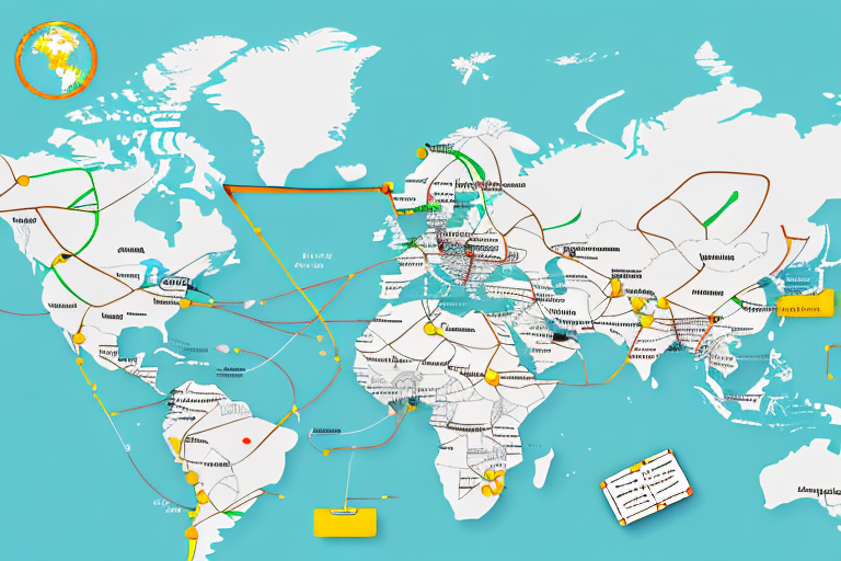 A map showing a route from pakistan to an amazon warehouse