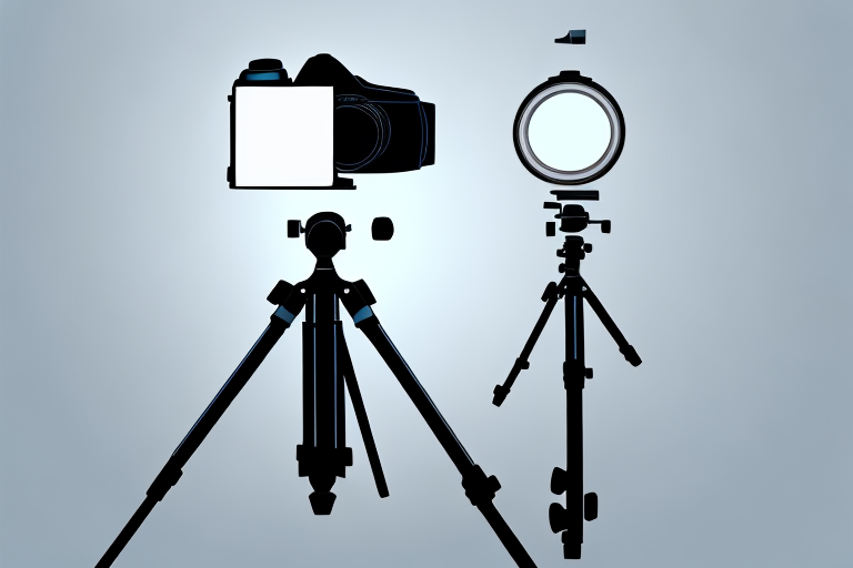 A professional camera on a tripod