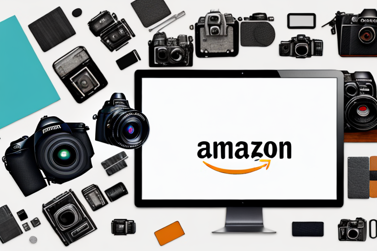 A camera focusing on a variety of amazon products arranged artistically