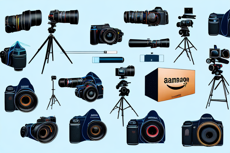 A variety of professional photography equipment such as cameras