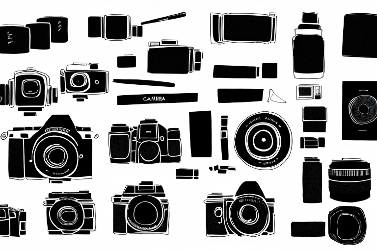 A camera capturing high-quality images of various amazon products arranged aesthetically on a white background