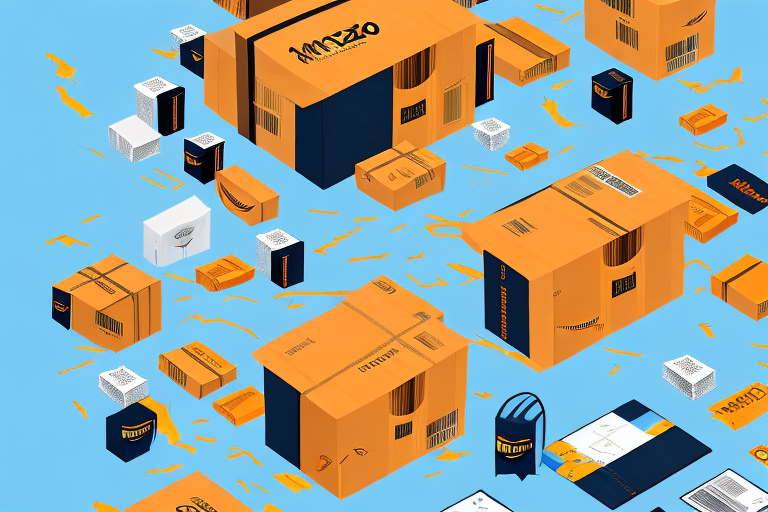 A warehouse with amazon-branded packaging boxes and a kangaroo