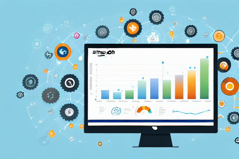 A computer screen displaying a dashboard with various graphs and charts symbolizing amazon business metrics