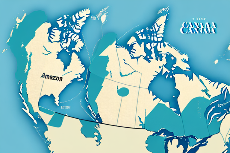 A map of canada with a stylized amazon box