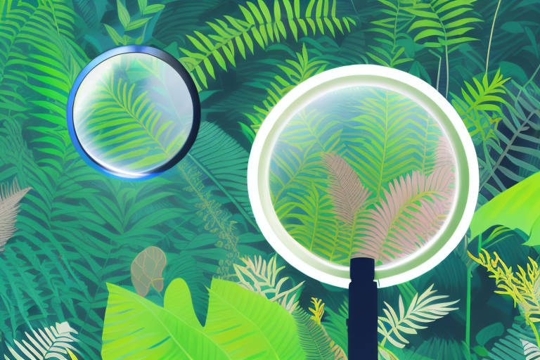 A magnifying glass focusing on a lush