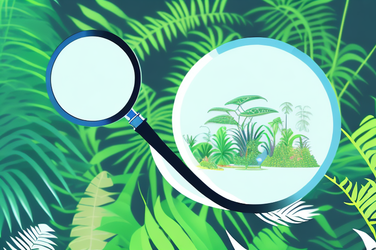 A jungle with a magnifying glass hovering over it