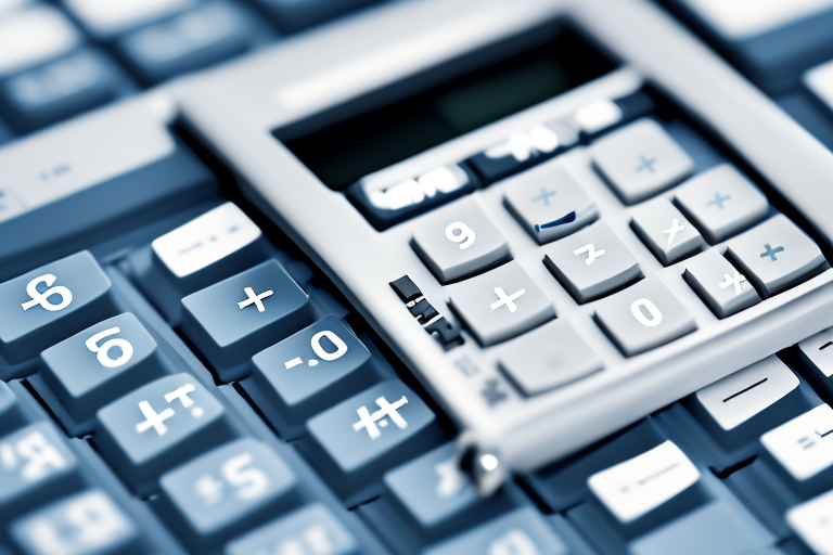 A digital calculator on top of a stack of shipping pallets