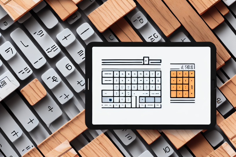 A complex digital calculator surrounded by various types and sizes of wooden pallets