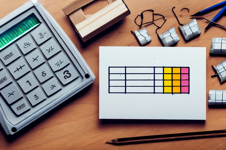 A digital calculator next to a wooden pallet