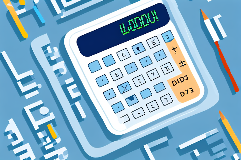 A digital calculator beside a neatly stacked container pallet