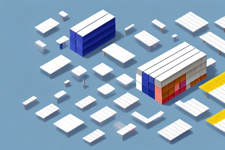 A pallet with stacked boxes in different sizes