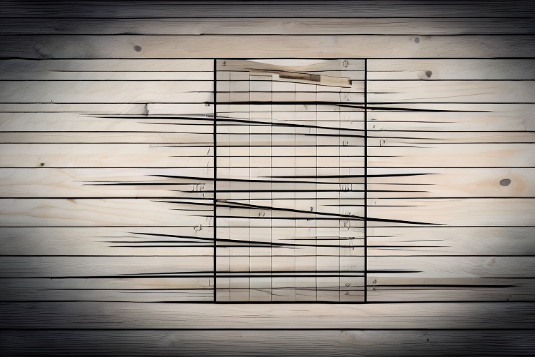 A wooden pallet with measurements indicating its length