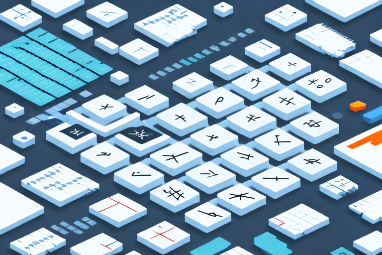 Various sized pallets with mathematical symbols and a calculator