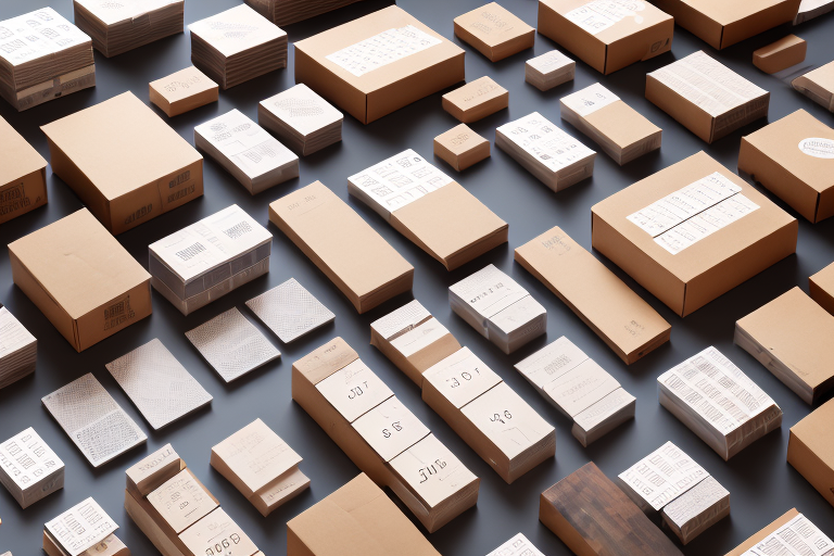 A variety of different sized boxes neatly stacked on a wooden pallet