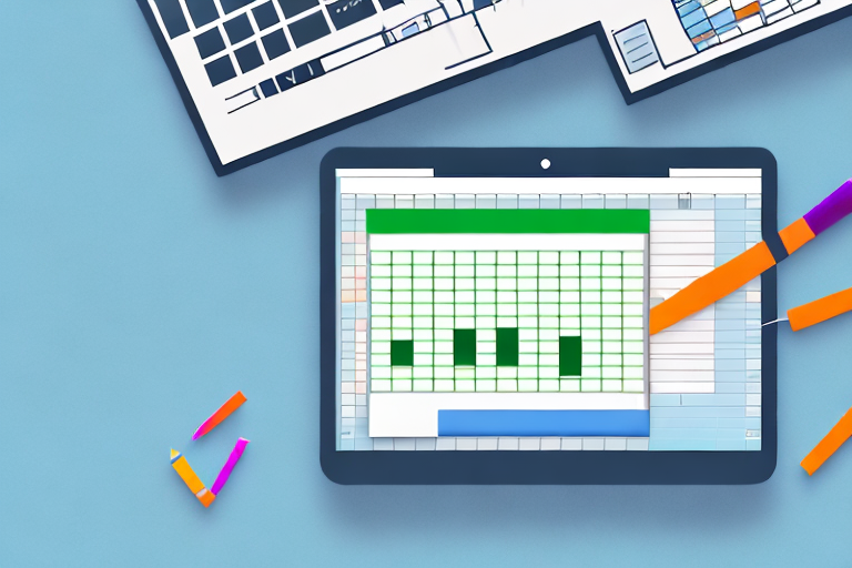 An open excel spreadsheet on a computer screen with a pallet icon and calculator symbols