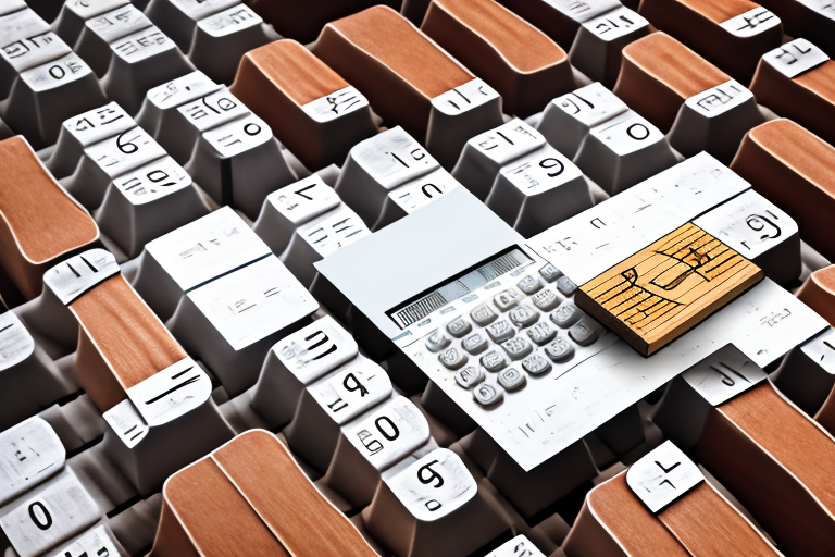 A digital calculator nestled on a stack of wooden shipping pallets