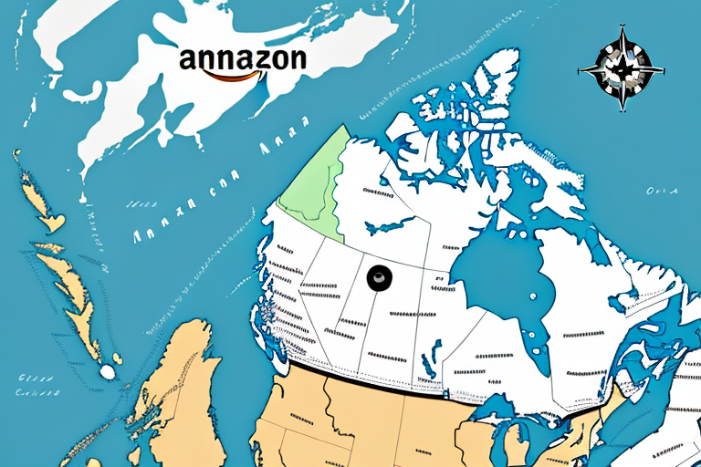 A map of canada with various amazon packages scattered across it