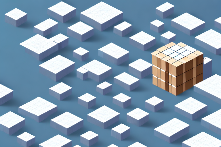 A pallet with stacked boxes in a ti hi configuration