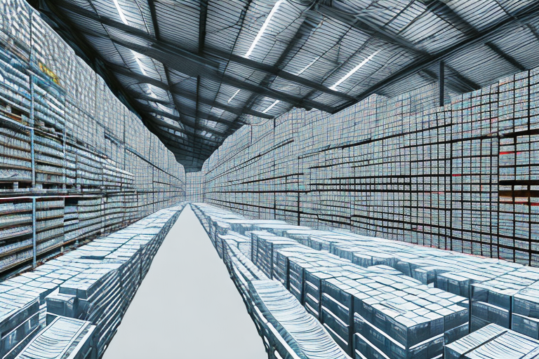 A warehouse filled with neatly arranged pallets