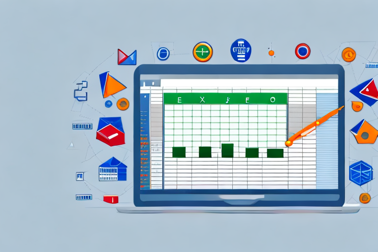 An open excel spreadsheet on a computer screen with various logistics-related icons like pallets