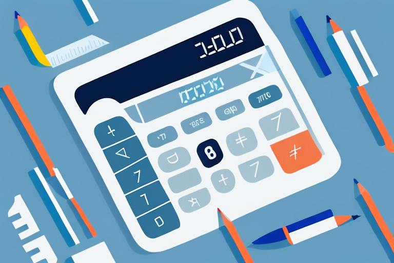 A digital calculator with shipping pallets and a streamline arrow symbolizing efficiency