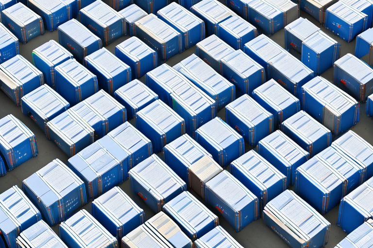 Several pallets neatly arranged inside a large shipping container