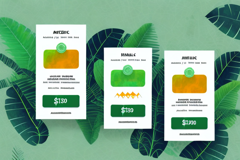 A dynamic scale balancing different pricing tags against a backdrop of an amazon rainforest