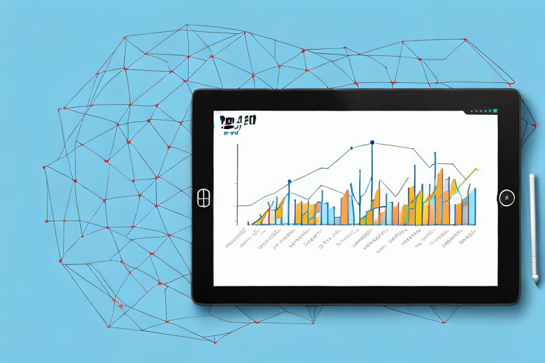 A digital tablet displaying various graphs and charts