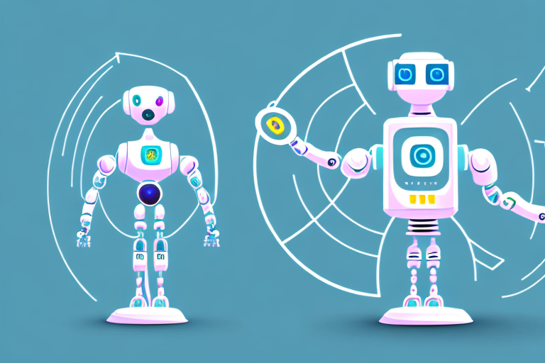 An ai robot adjusting price tags on a line of products