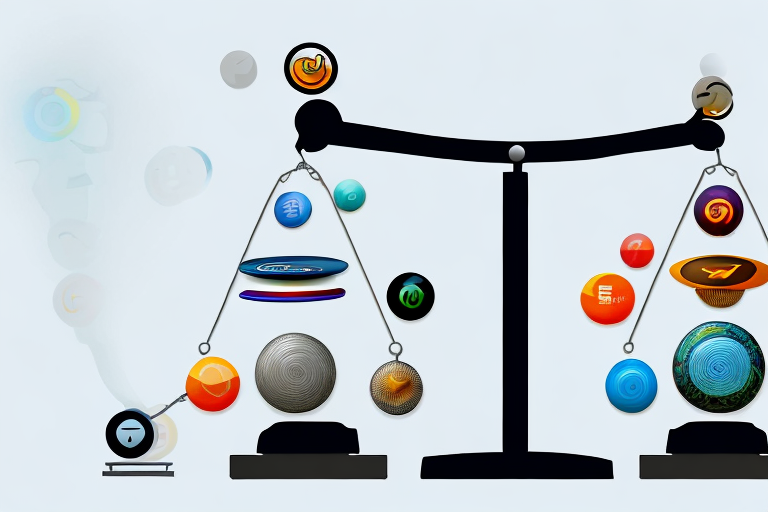 Various software icons on a balance scale