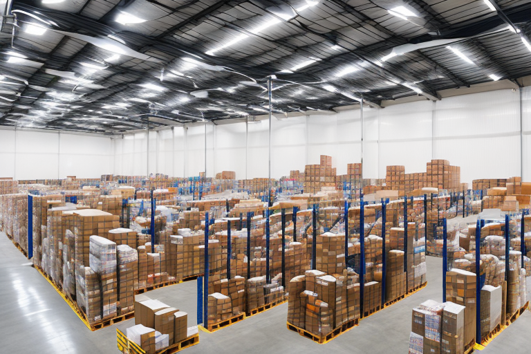 A warehouse filled with various types of products ready for shipping